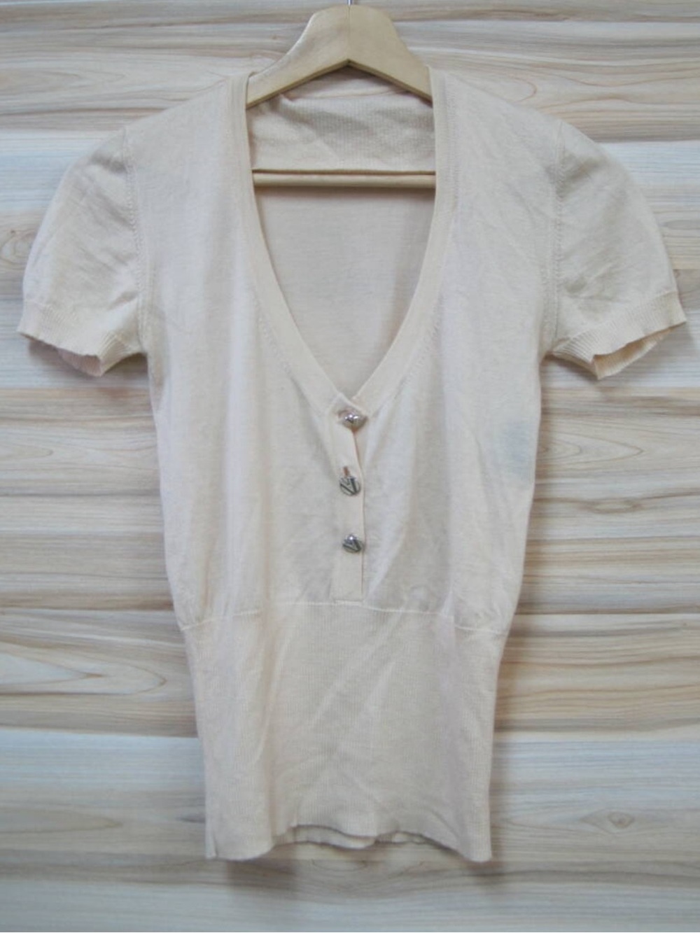 Vintage Versace Cashmere Short Sleeve V-Neck Knit Top, Authentic